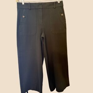 J. Crew Wide Leg Black Trousers - Size 10 - Pre-Loved